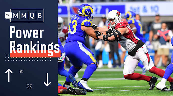Arizona Cardinals defensive end J.J. Watt (99) works against Los Angeles Rams offensive guard Austin Corbett (63) during the second half at SoFi Stadium.